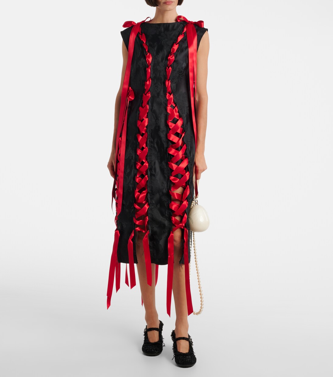 Robe midi en brocart et satin | Simone Rocha