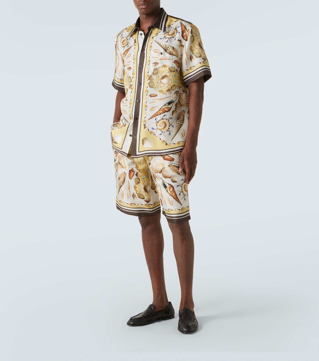 Camisa bowling de sarga de seda estampada | Dolce&Gabbana