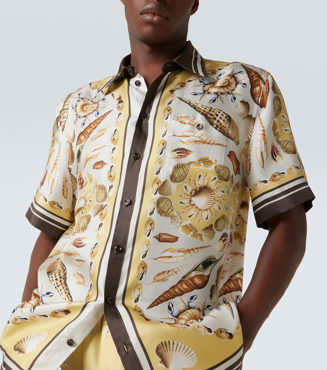Camisa bowling de sarga de seda estampada | Dolce&Gabbana