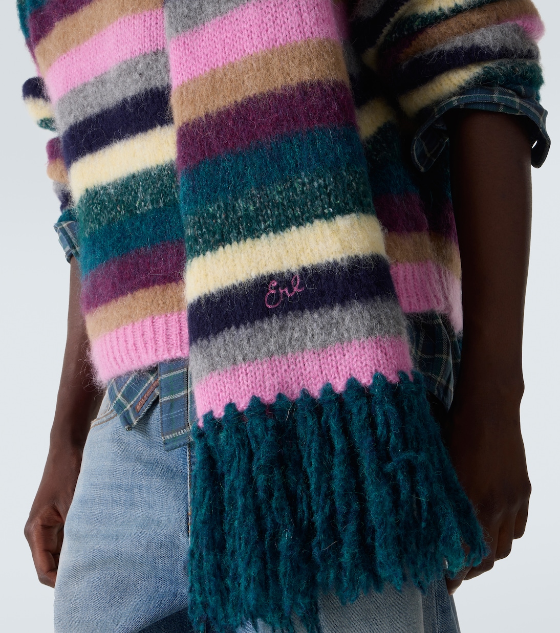Striped alpaca wool and mohair-blend scarf | ERL