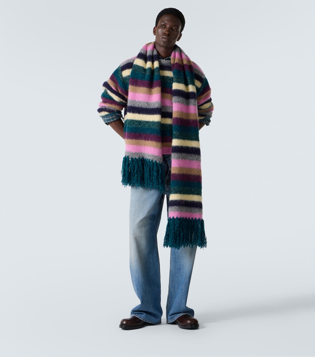 Striped alpaca wool and mohair-blend scarf | ERL