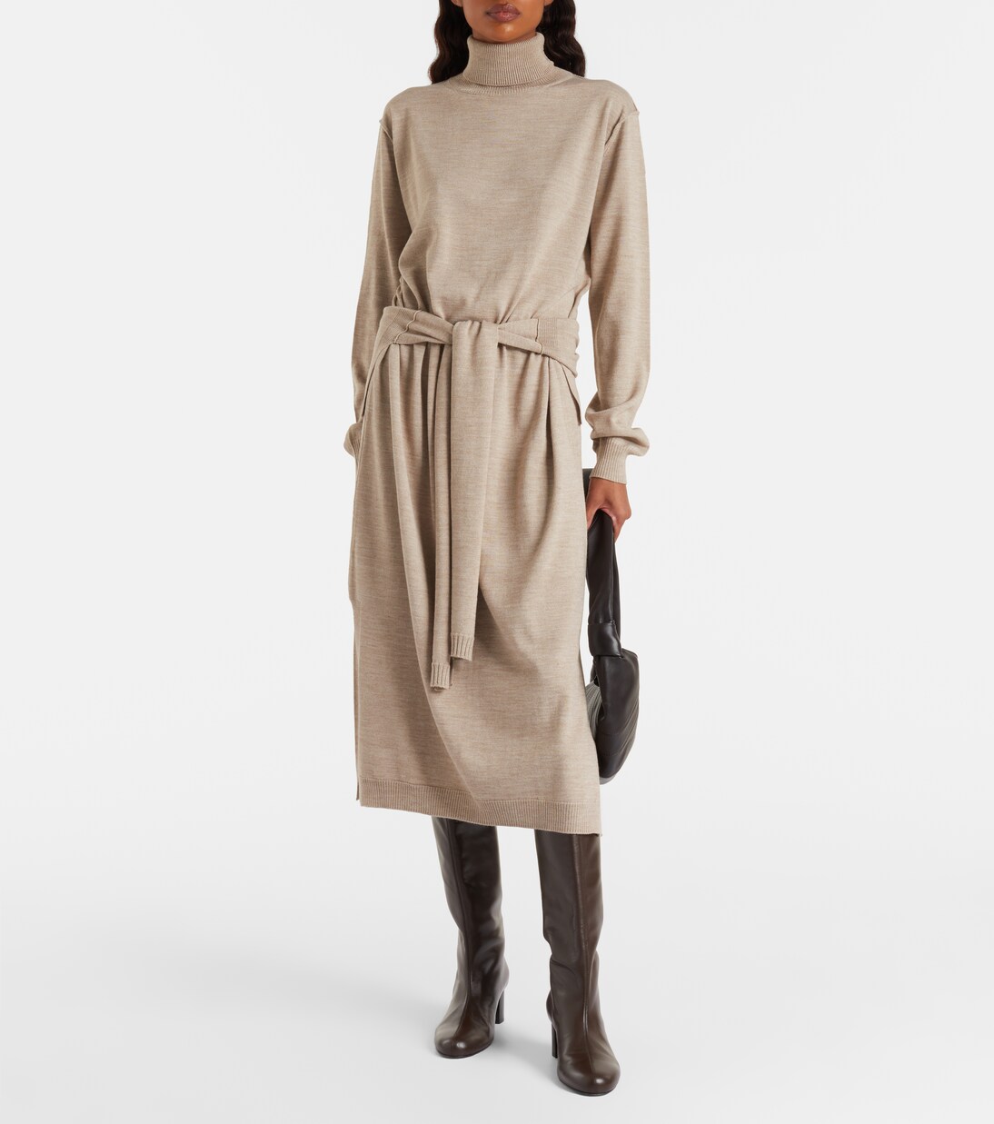 Trompe l'œil wool-blend midi dress | Lemaire
