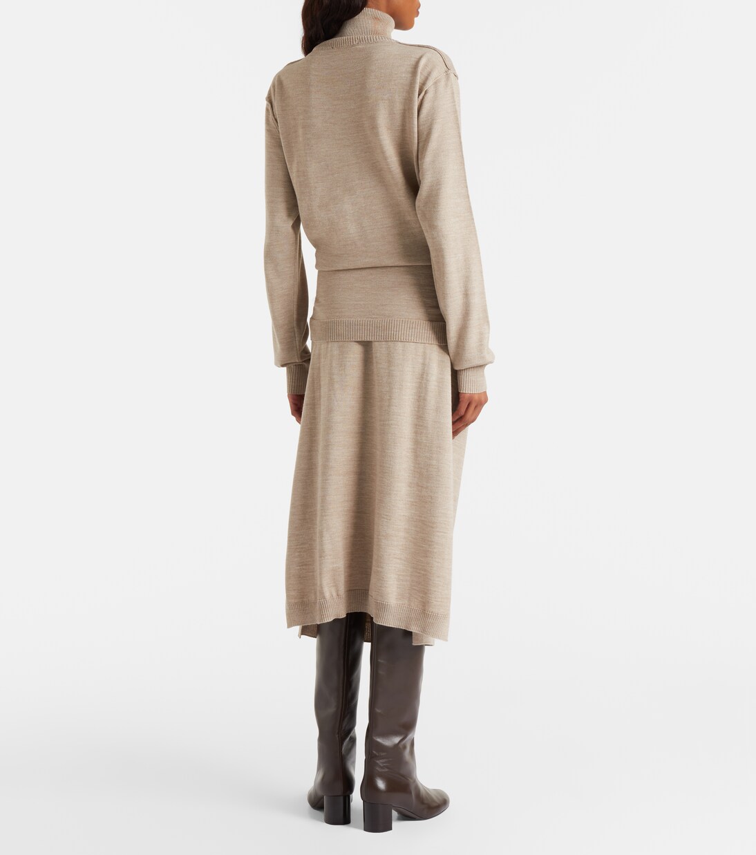 Trompe l'œil wool-blend midi dress | Lemaire