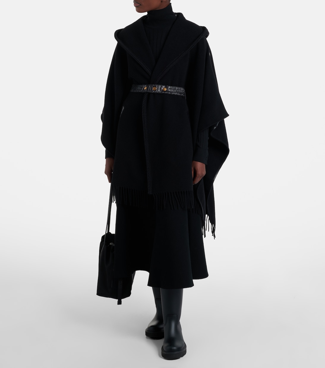 Fringed virgin wool cape | Moncler