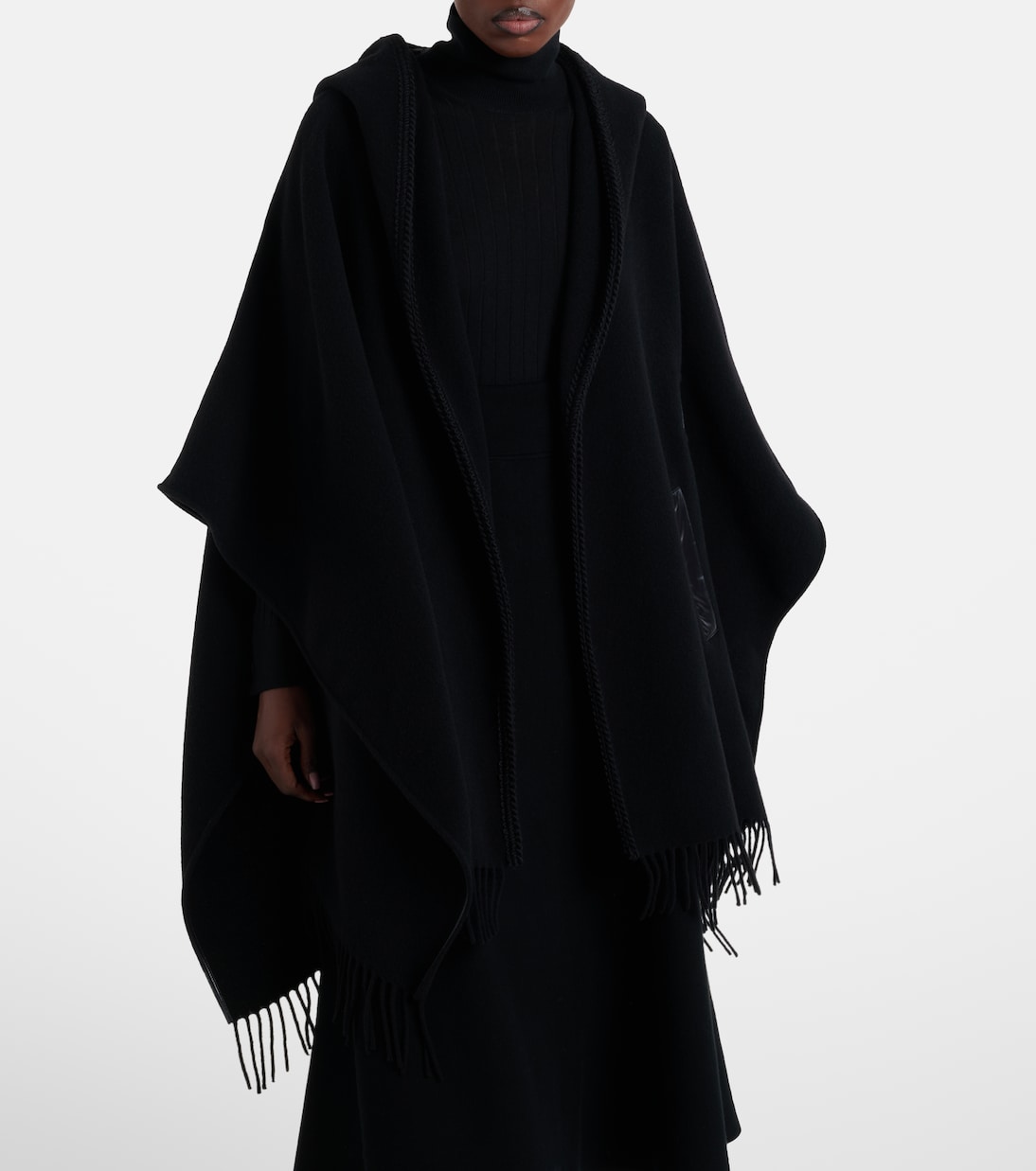 Fringed virgin wool cape | Moncler