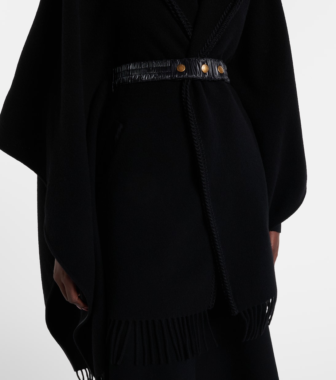 Fringed virgin wool cape | Moncler