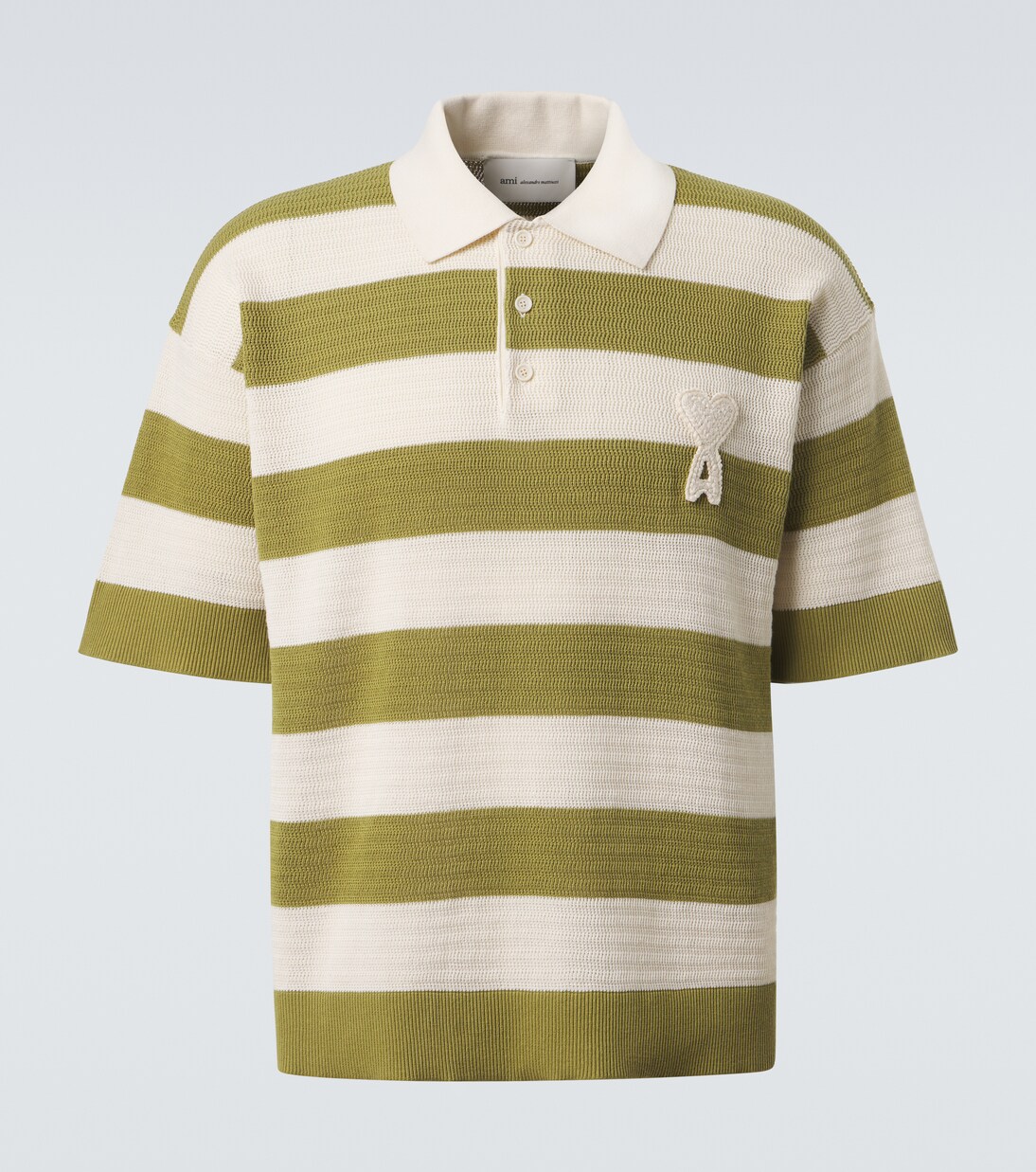 Ami de Cœur striped cotton polo shirt | Ami Paris
