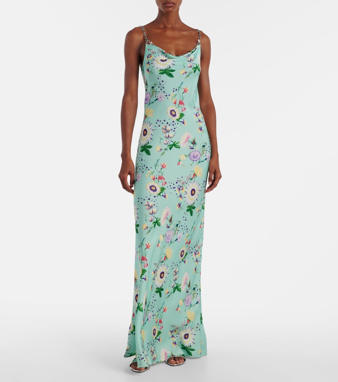 Chain-detail floral maxi dress | Rabanne