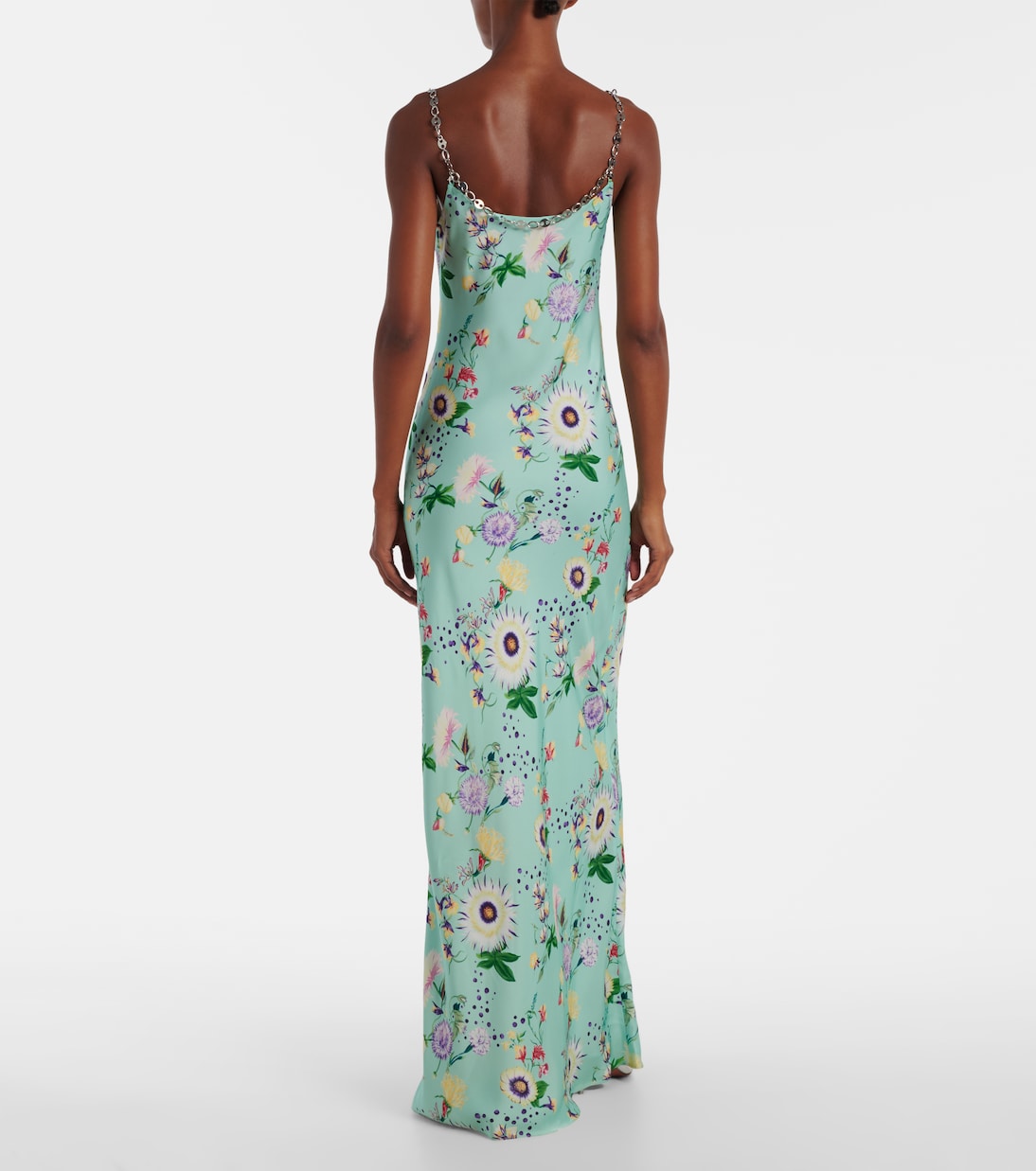 Chain-detail floral maxi dress | Rabanne