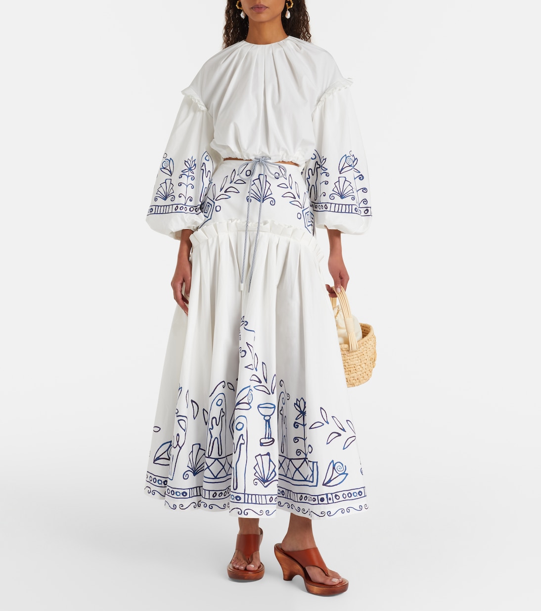 x LRNCE Leela printed cotton maxi skirt | Alémais