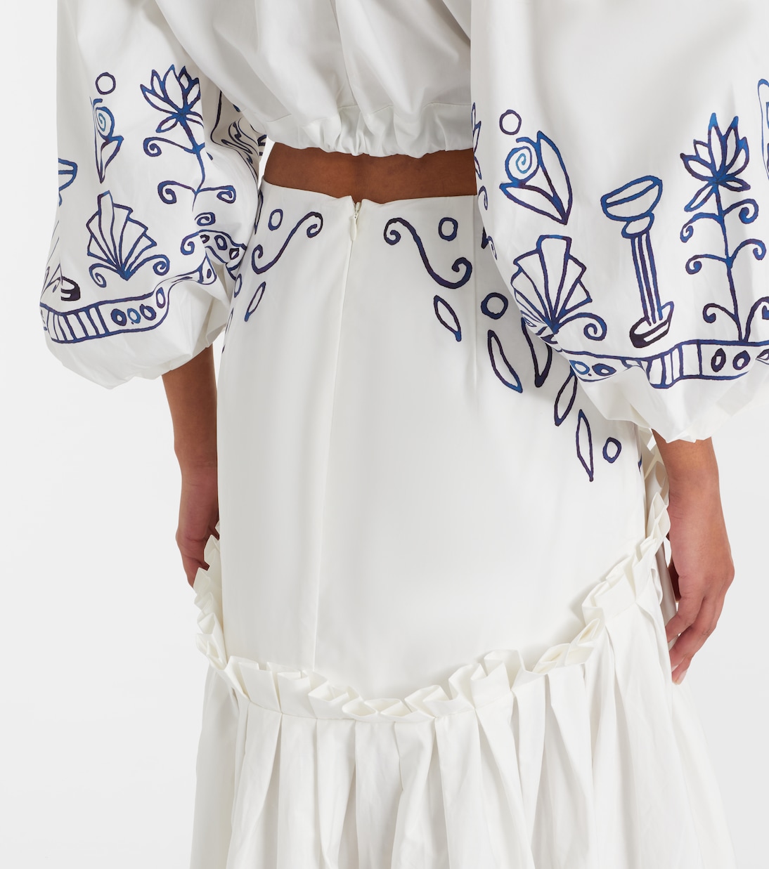 x LRNCE Leela printed cotton maxi skirt | Alémais