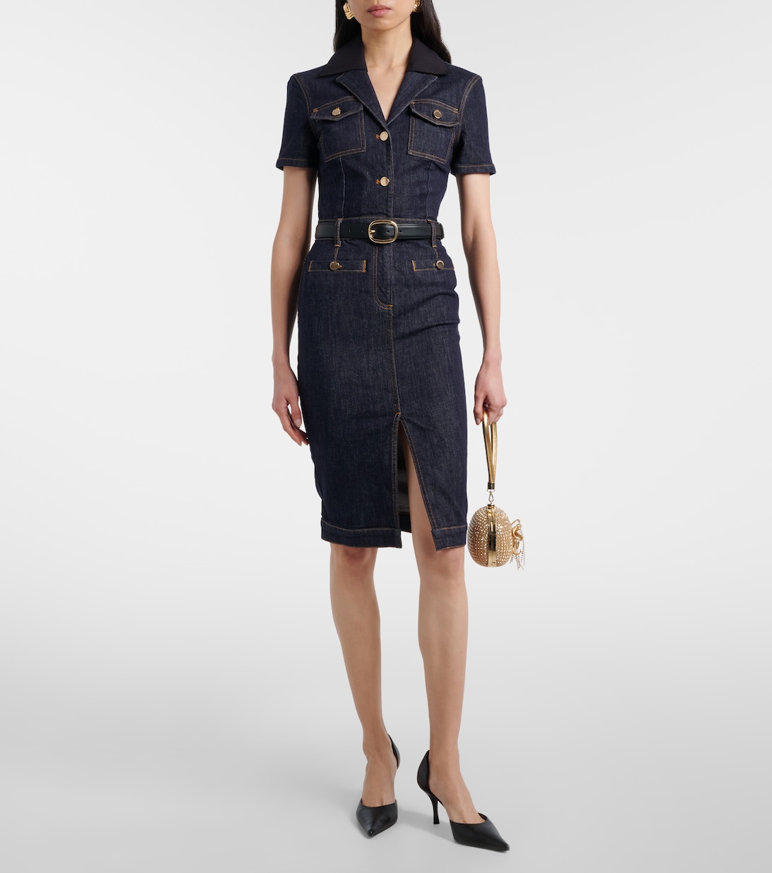 Midikleid aus Denim | Self-Portrait