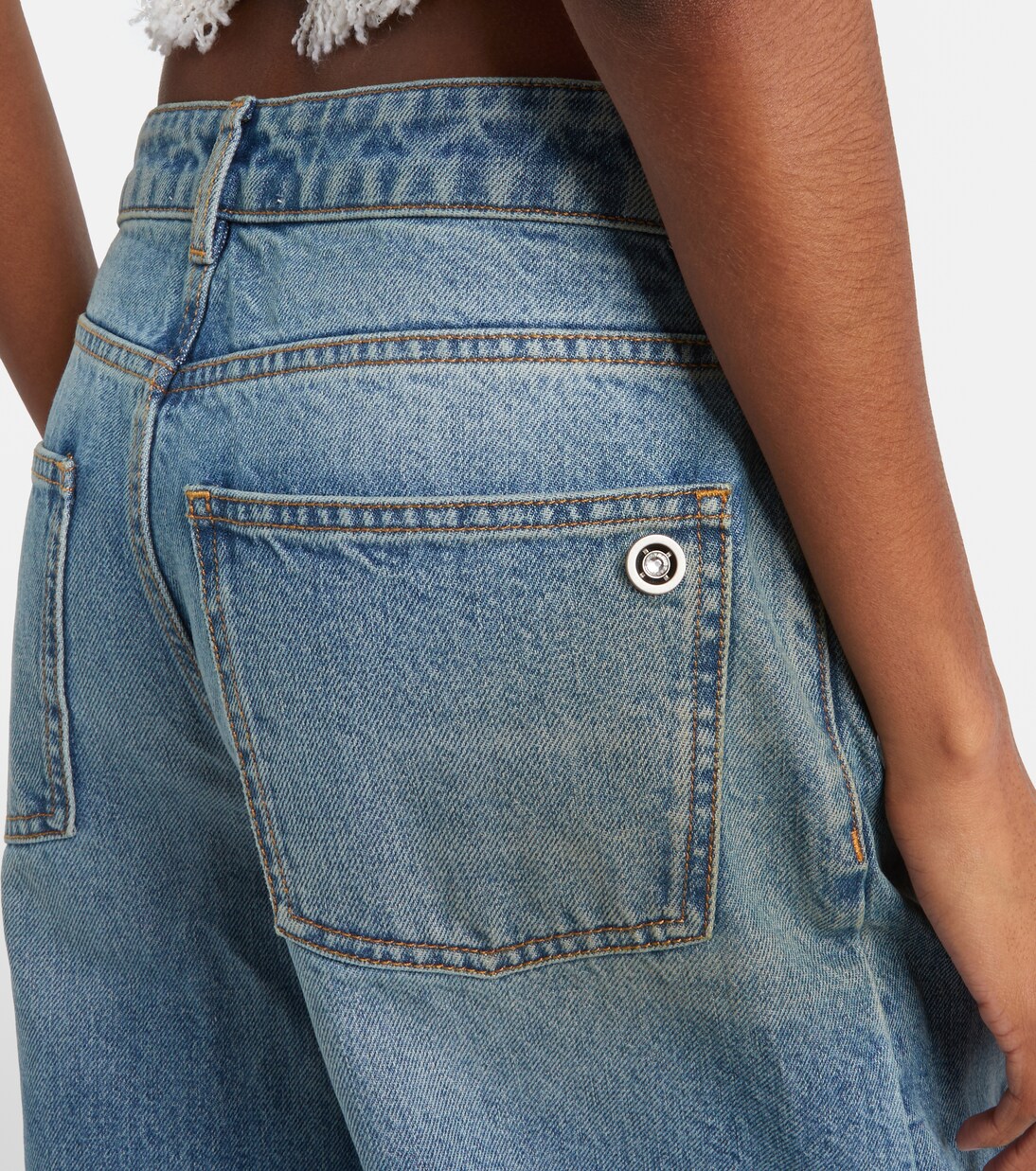 Distressed embellished wide-leg jeans | Area