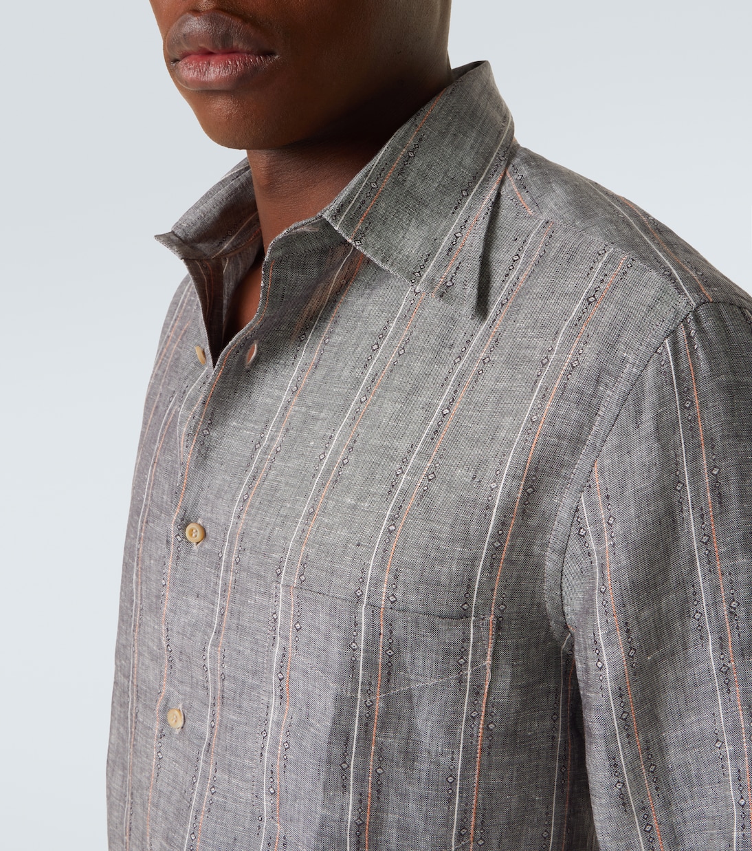 Camicia in lino gessato | Brunello Cucinelli