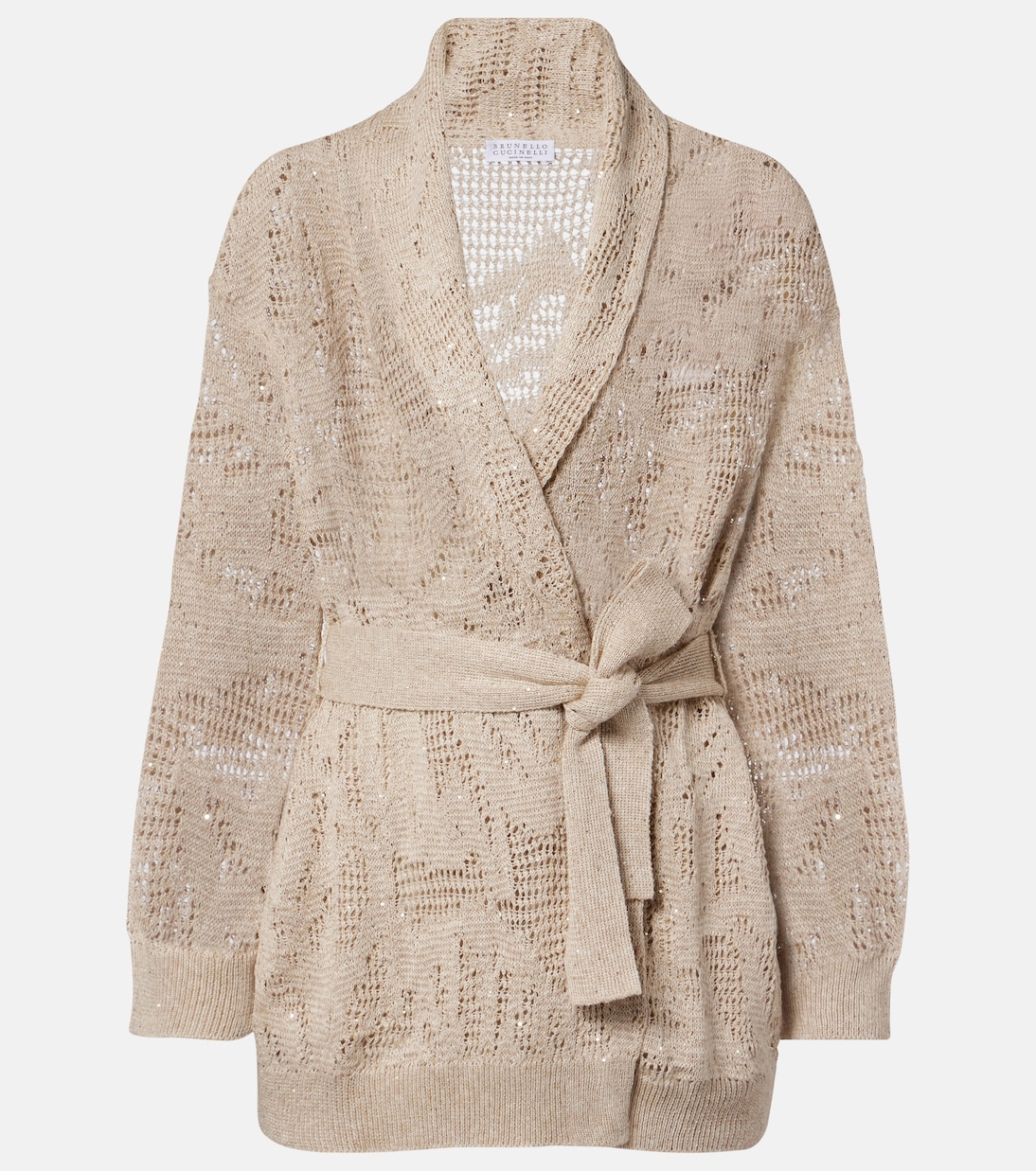 Cardigan cache-cœur en lin et coton | Brunello Cucinelli