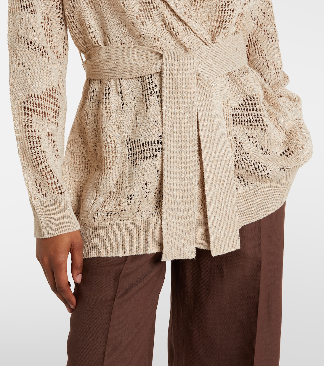 Cardigan cache-cœur en lin et coton | Brunello Cucinelli