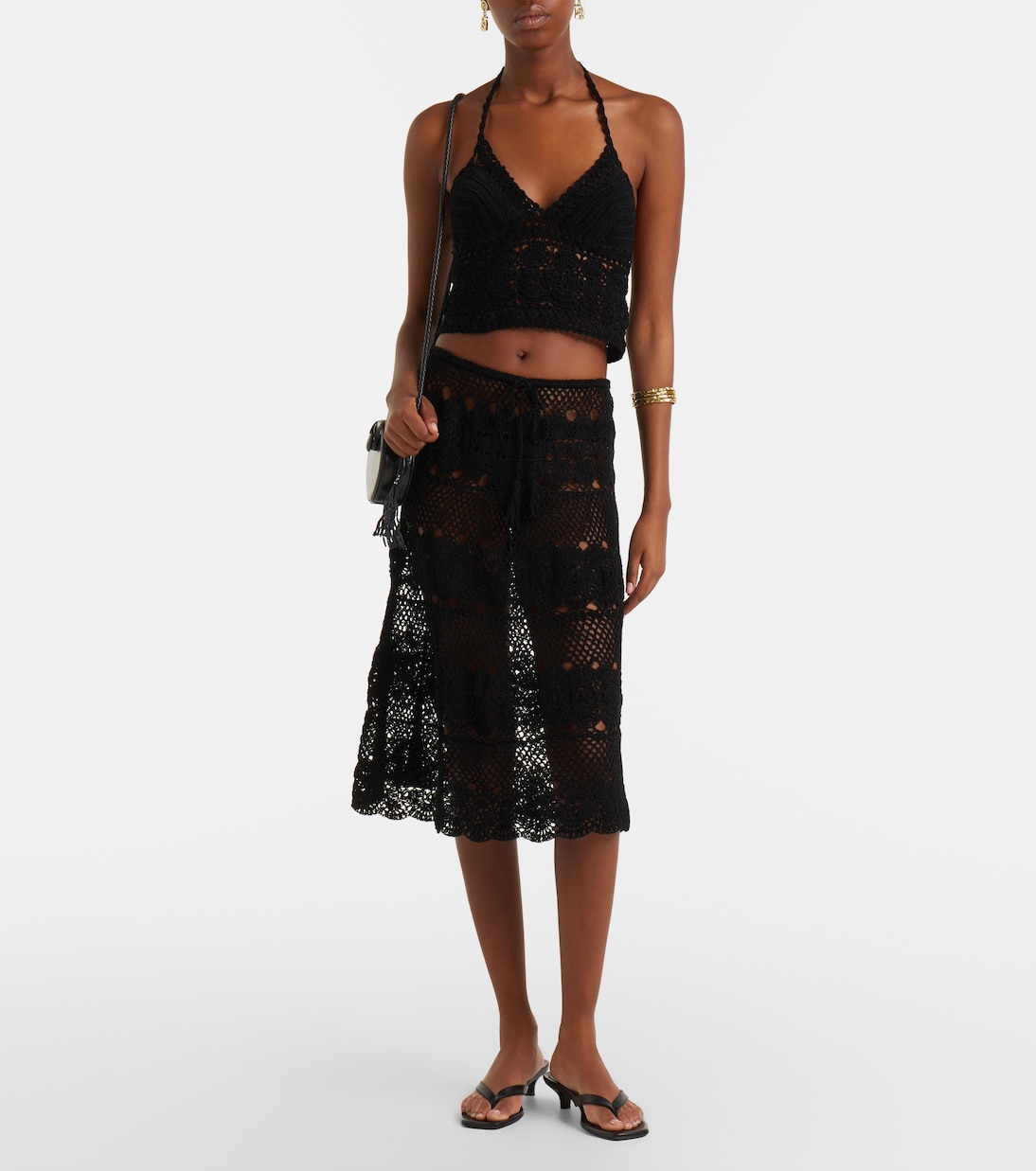 Filigree crochet cotton midi skirt | Anna Kosturova