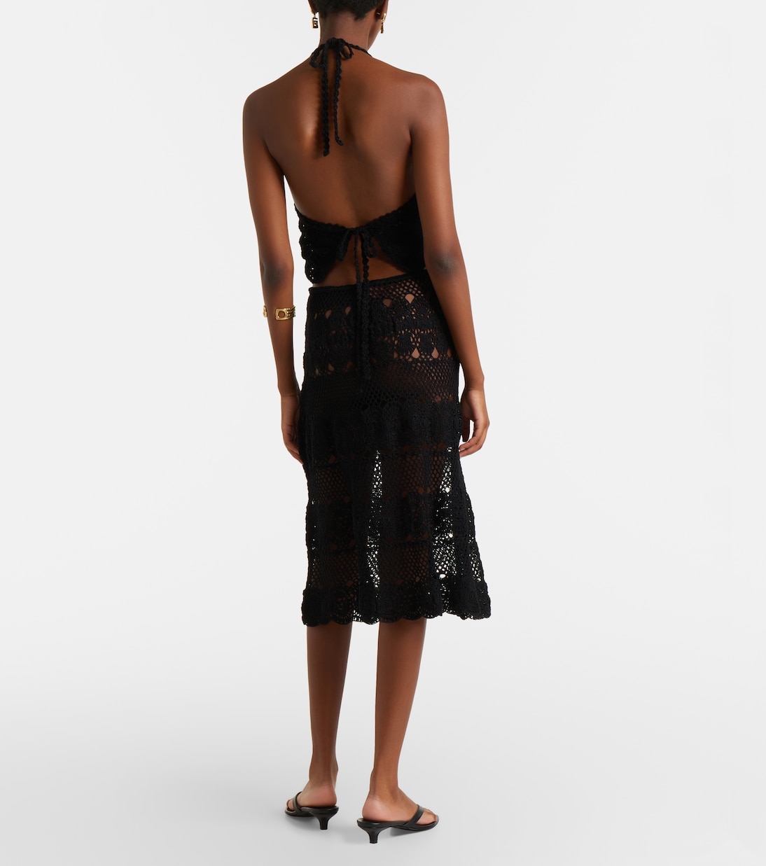 Filigree crochet cotton midi skirt | Anna Kosturova