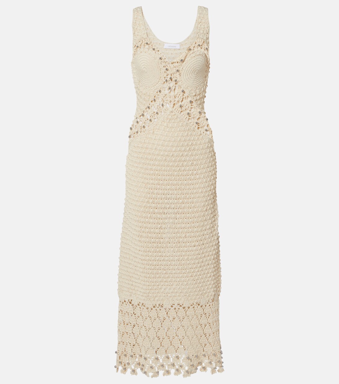 Verziertes Midikleid aus Häkelstrick | Rabanne