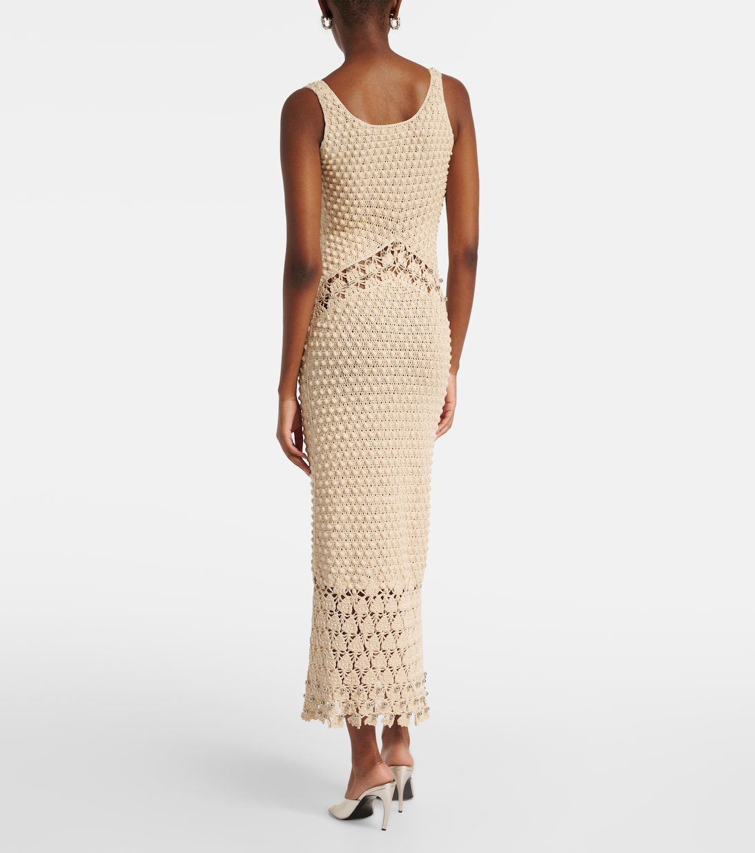 Verziertes Midikleid aus Häkelstrick | Rabanne