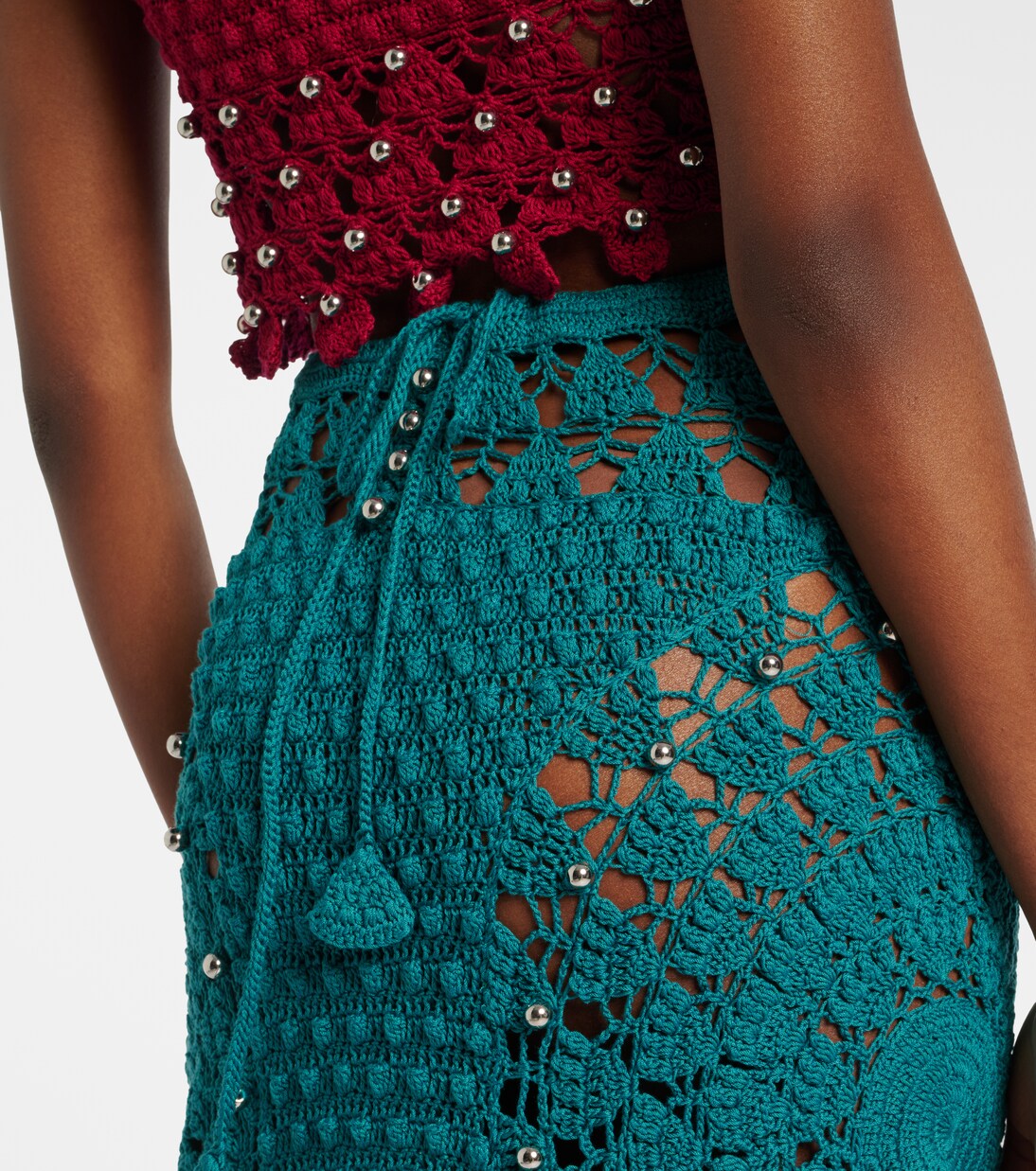 Embellished crochet cotton midi skirt | Rabanne