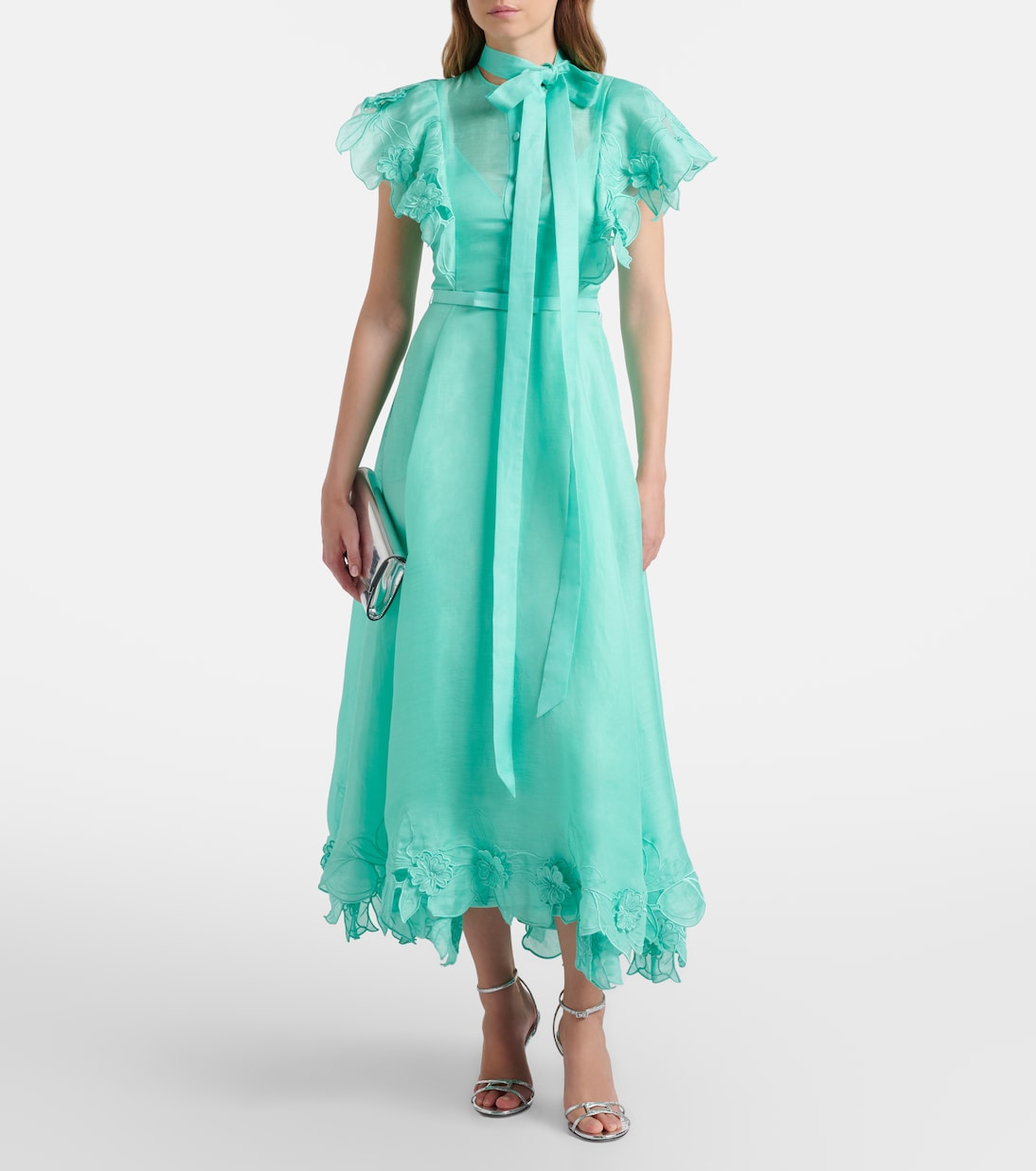 Elsie tie-neck linen and silk maxi dress | Leo Lin