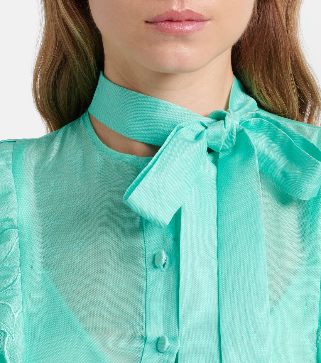 Elsie tie-neck linen and silk maxi dress | Leo Lin