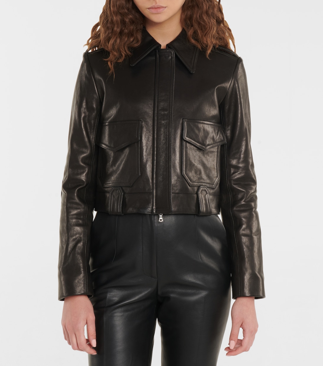 Cropped-Lederjacke Cordelia aus Leder | Khaite