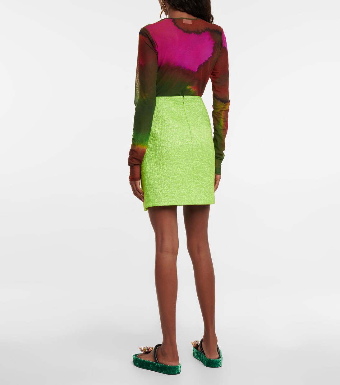 Minifalda en jacquard de tiro alto | Dries Van Noten