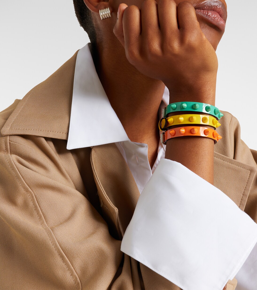 Loubilink embellished leather bracelet | Christian Louboutin