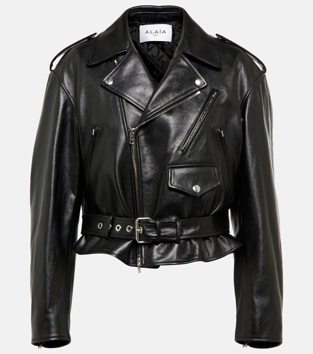 Cropped-Bikerjacke aus Leder | Alaïa