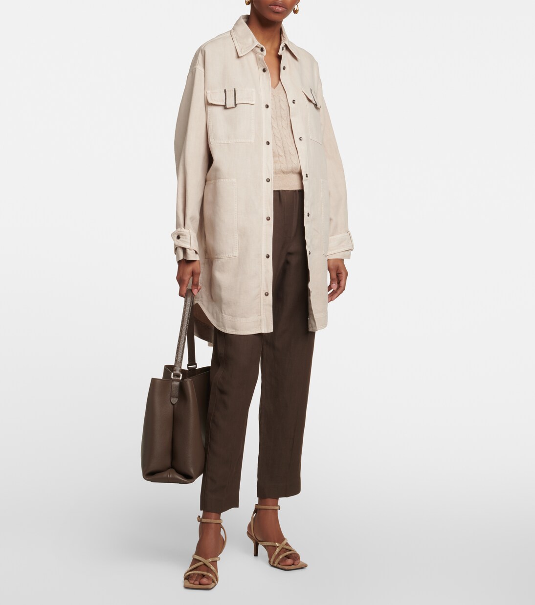 Hemdjacke aus Baumwolle und Leinen | Brunello Cucinelli