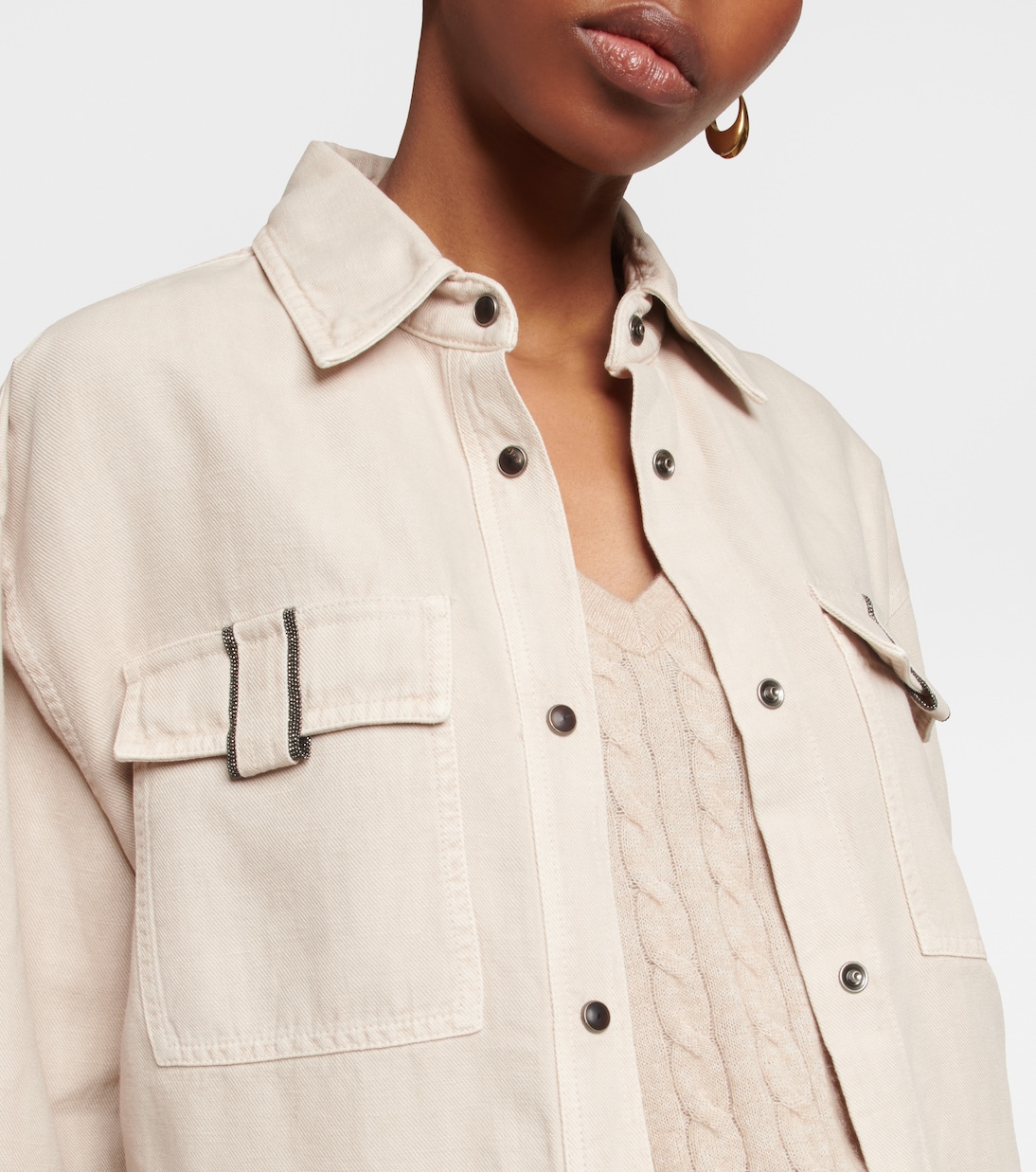 Hemdjacke aus Baumwolle und Leinen | Brunello Cucinelli