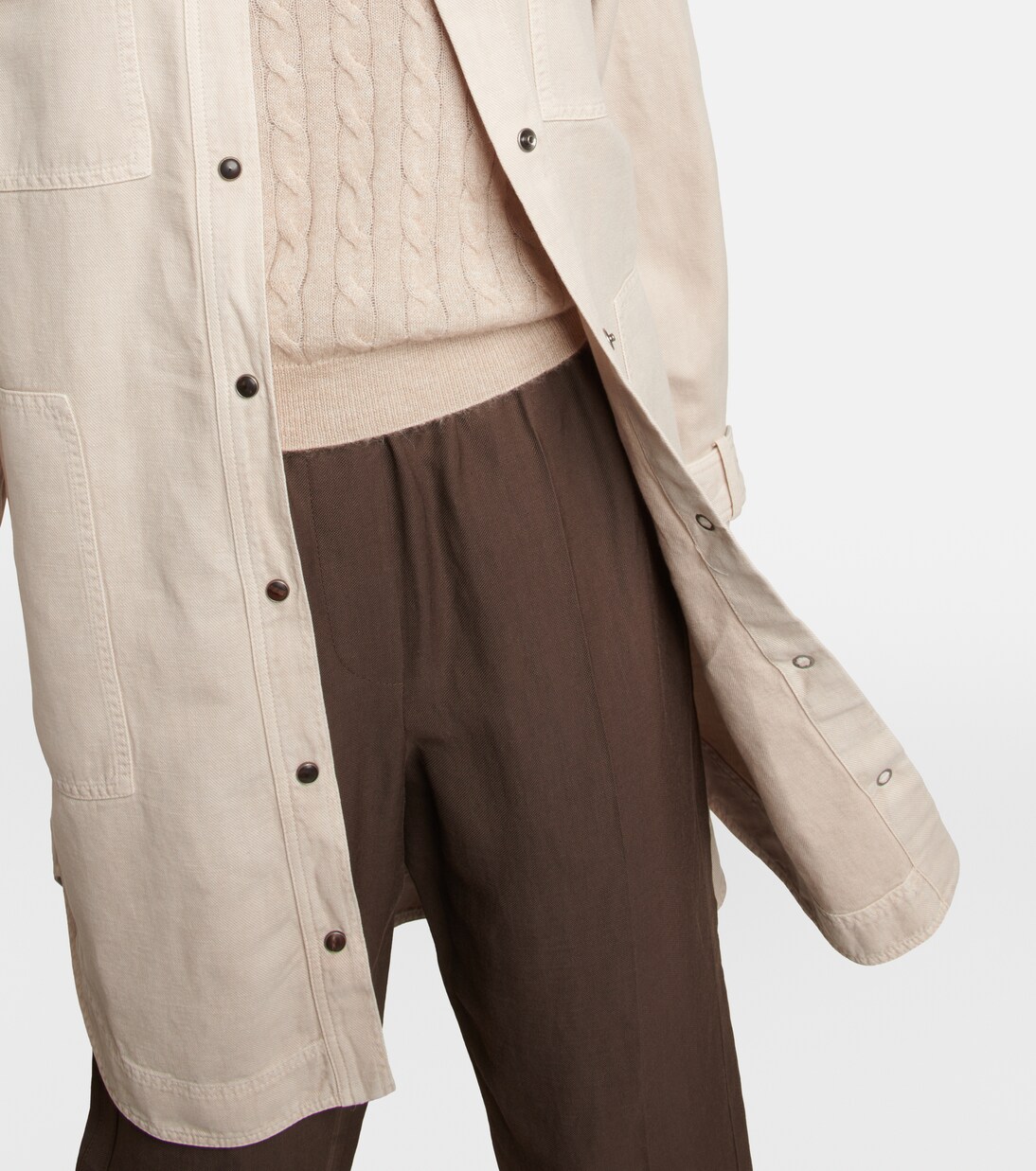 Hemdjacke aus Baumwolle und Leinen | Brunello Cucinelli