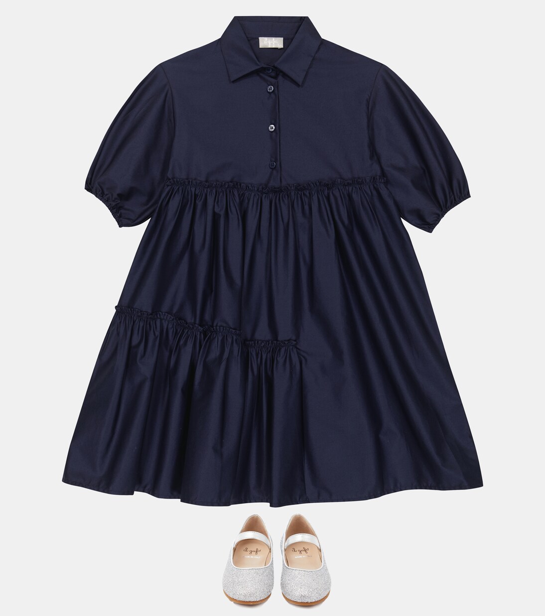 Tiered cotton-sateen shirt dress | Il Gufo