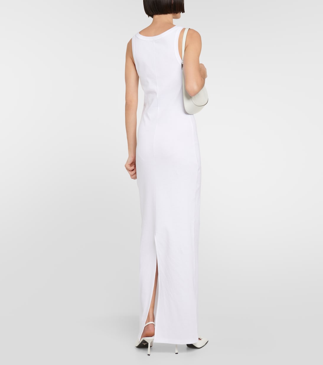 Robe longue en coton à logo | Prada