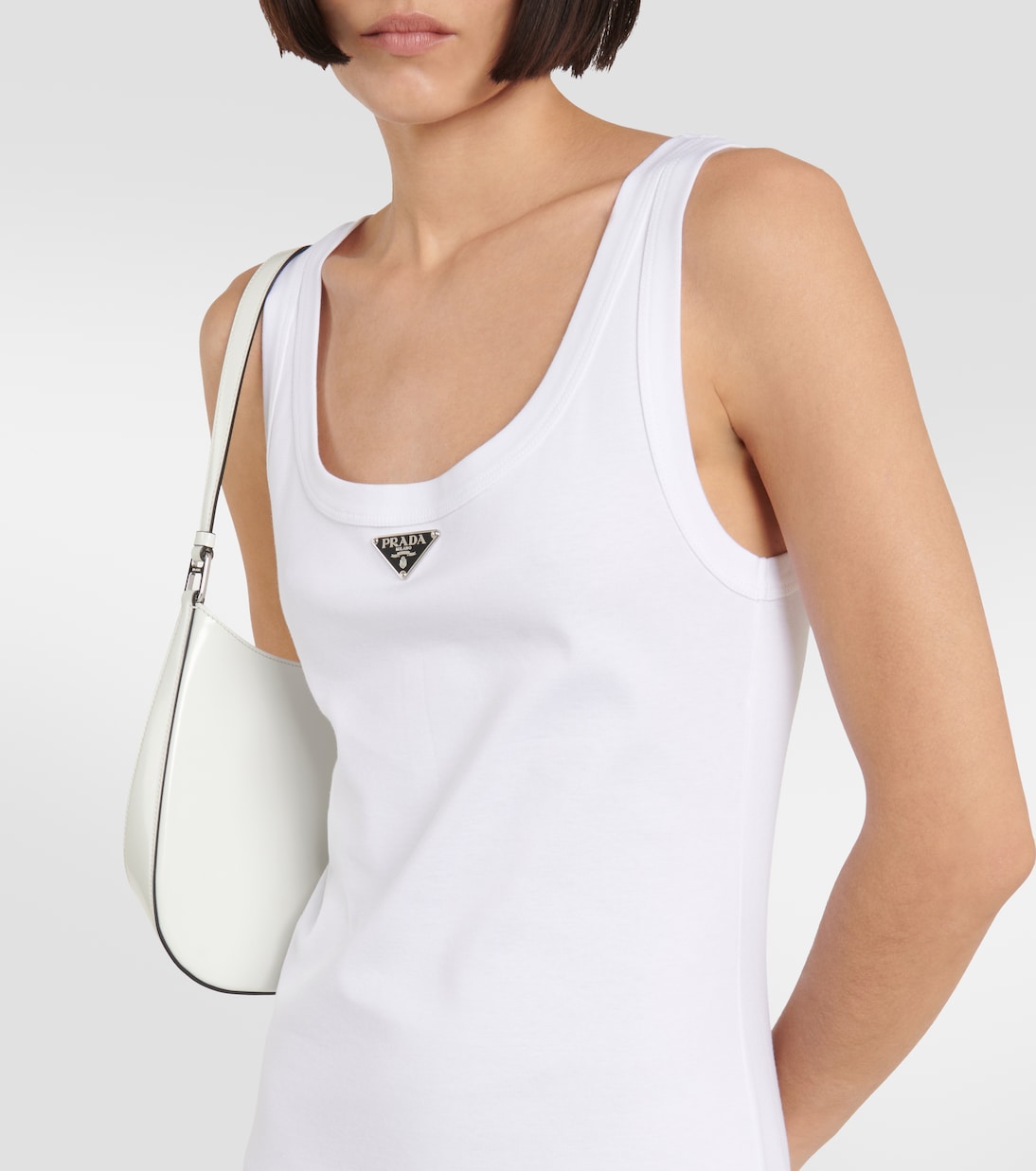 Robe longue en coton à logo | Prada