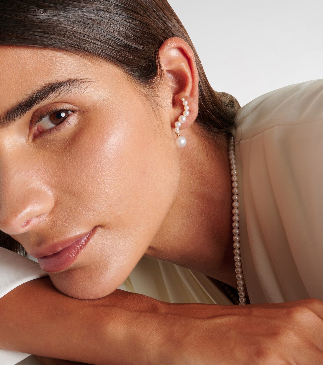 14kt gold drop earrings with pearls | Mateo