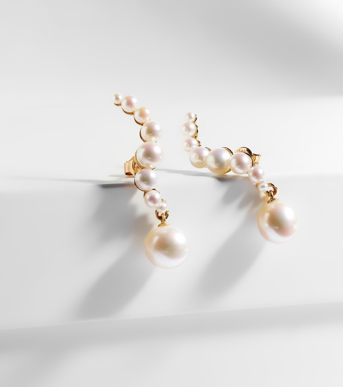 14kt gold drop earrings with pearls | Mateo