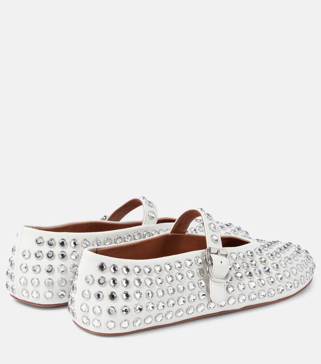 Crystal-embellished leather ballet flats | Alaïa