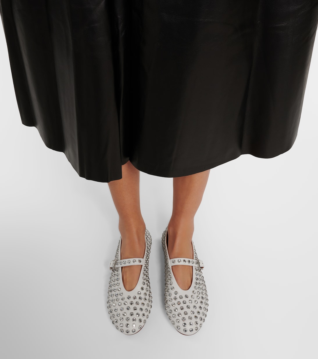 Crystal-embellished leather ballet flats | Alaïa
