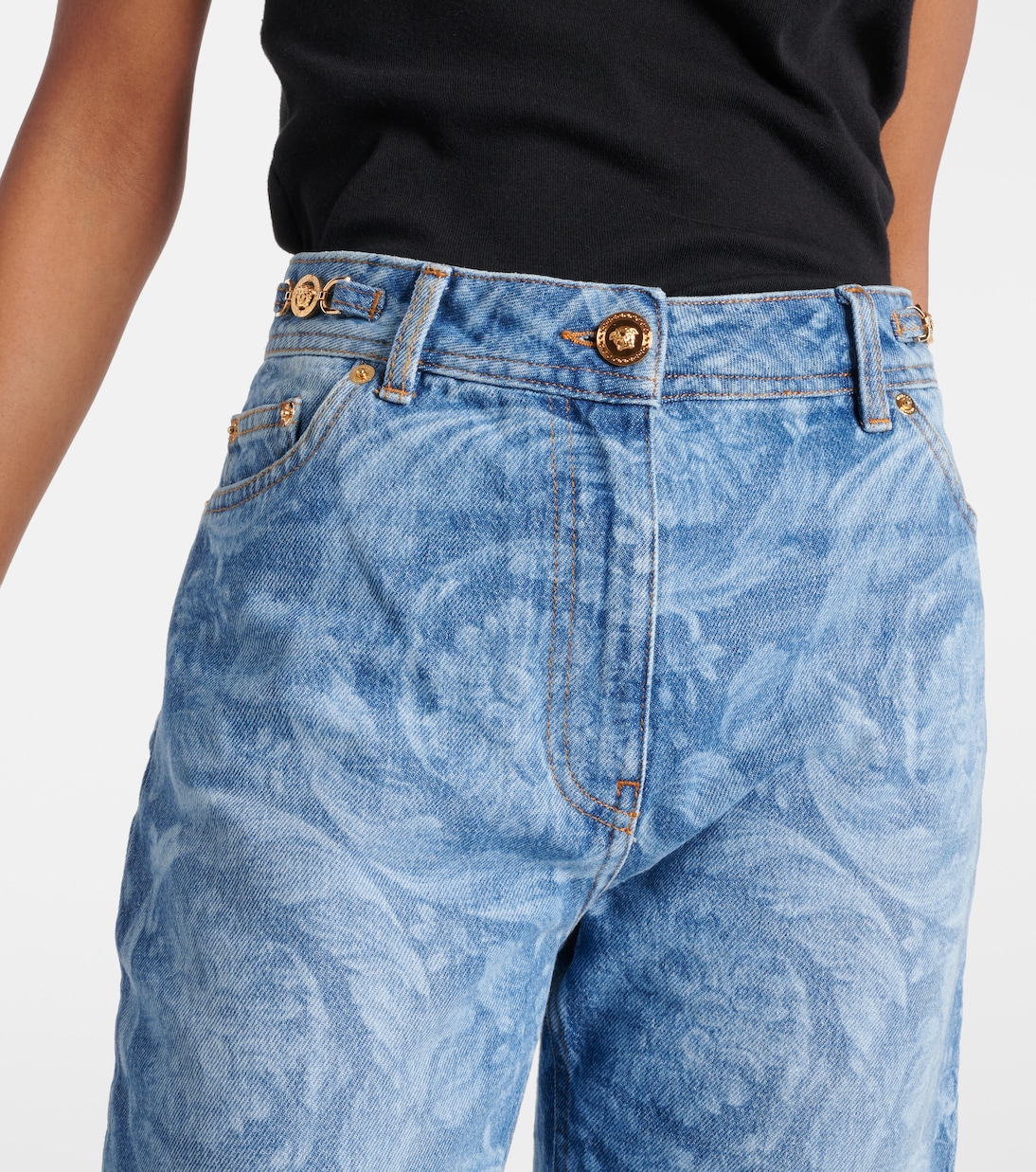 High-Rise Straight Jeans Barocco | Versace