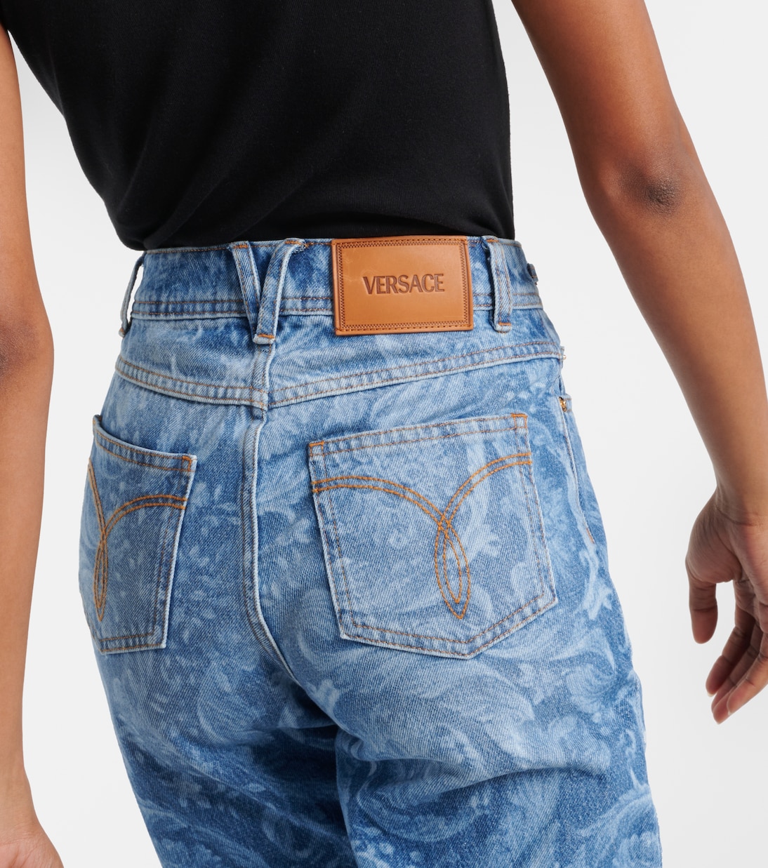 High-Rise Straight Jeans Barocco | Versace