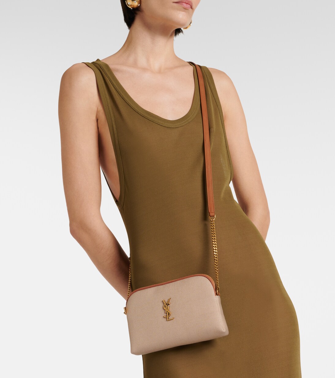 Gaby leather-trimmed canvas crossbody bag | Saint Laurent