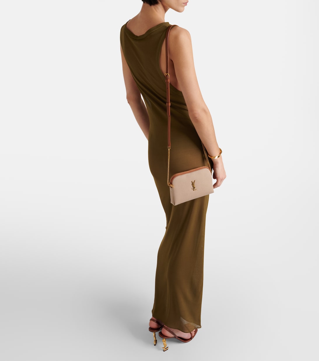 Gaby leather-trimmed canvas crossbody bag | Saint Laurent