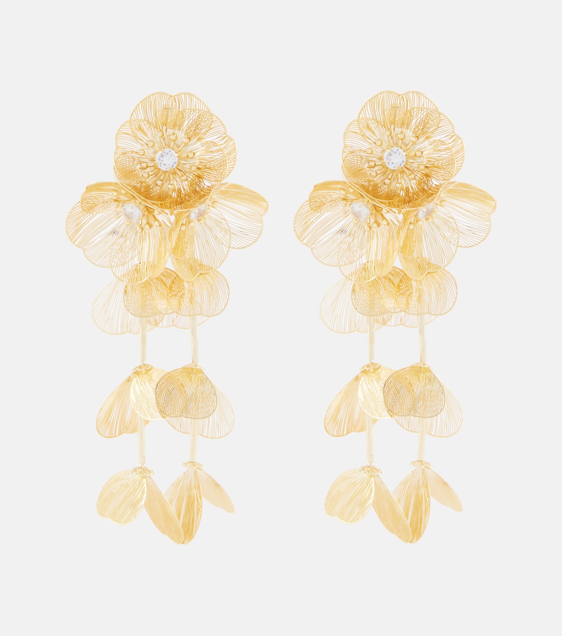 Embellished gold-plated clip-on earrings | Self-Portrait