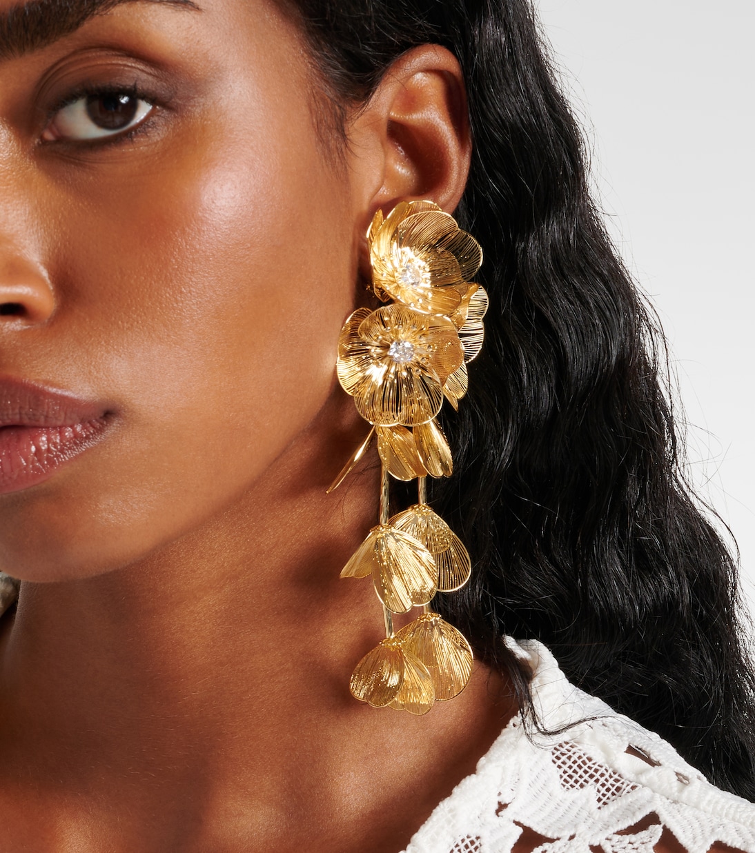 Embellished gold-plated clip-on earrings | Self-Portrait
