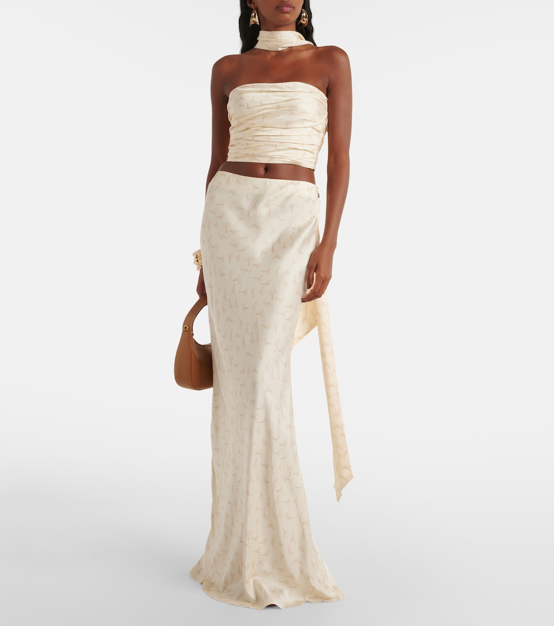 Bedruckter Maxirock aus Satin | Rotate