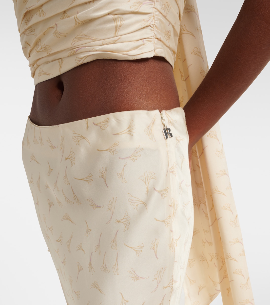 Bedruckter Maxirock aus Satin | Rotate