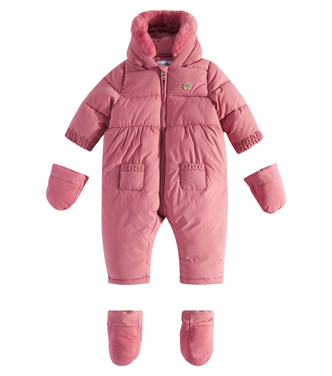 Baby faux fur-trimmed snowsuit | Tartine et Chocolat